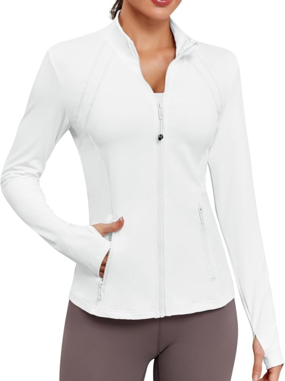 Fitted Women's Athletic Zip-Up Jacket for Running & Workout - Track Coat
